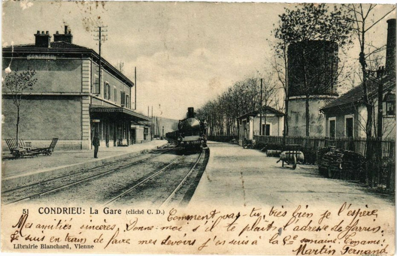 Carte postale ancienne Condrieu - La Gare