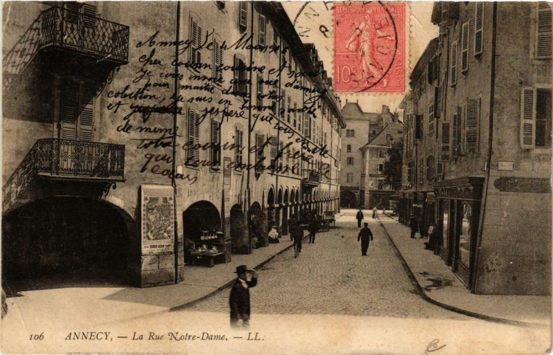 Carte postale ancienne Annecy La Rue N.-D. à Annecy