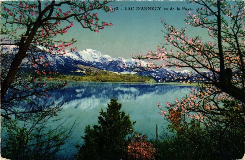Carte postale ancienne Lac d'Annecy vu de la Puya à Annecy