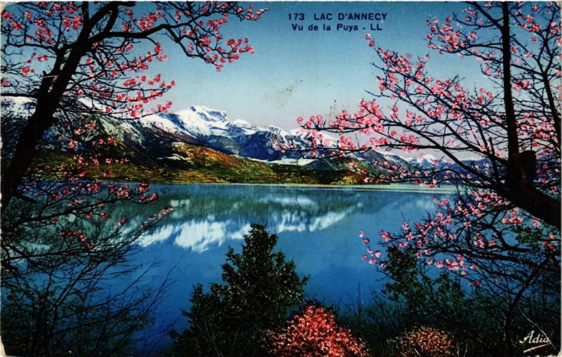 Carte postale ancienne Lac d'Annecy vu de la Puya à Annecy