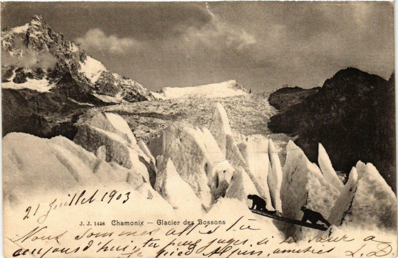Carte postale ancienne Chamonix Glacier des Bossons