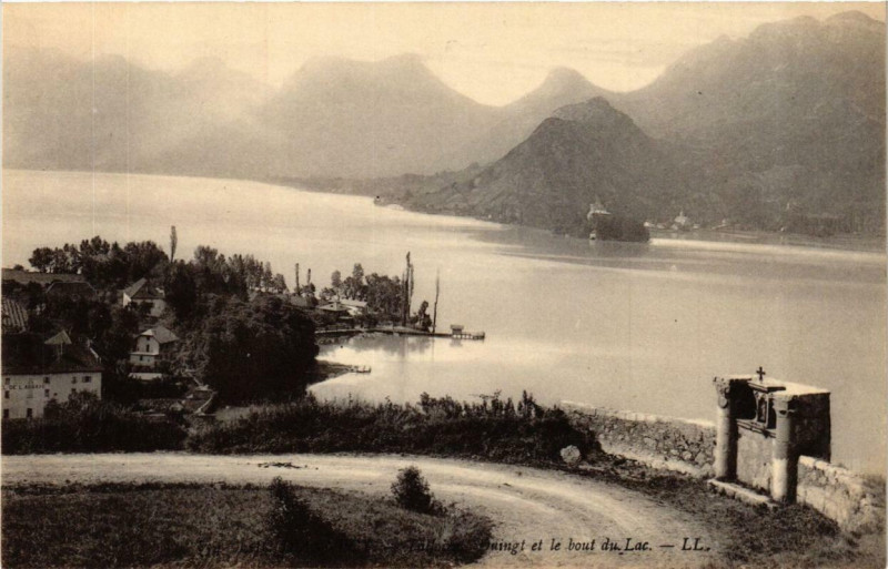 Carte postale ancienne Lac d'Annecy Talloires. Duingt et le bout du Lac à Duingt