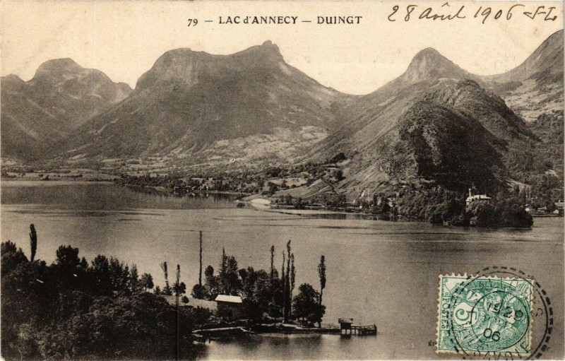 Carte postale ancienne Lac d'Annecy Duingt à Duingt