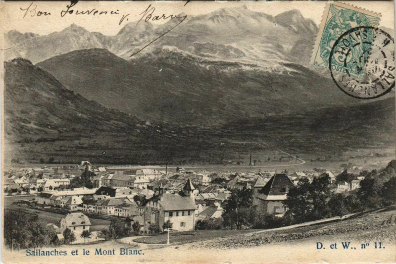Carte postale ancienne Sallanches et le Mont-Blanc à Sallanches
