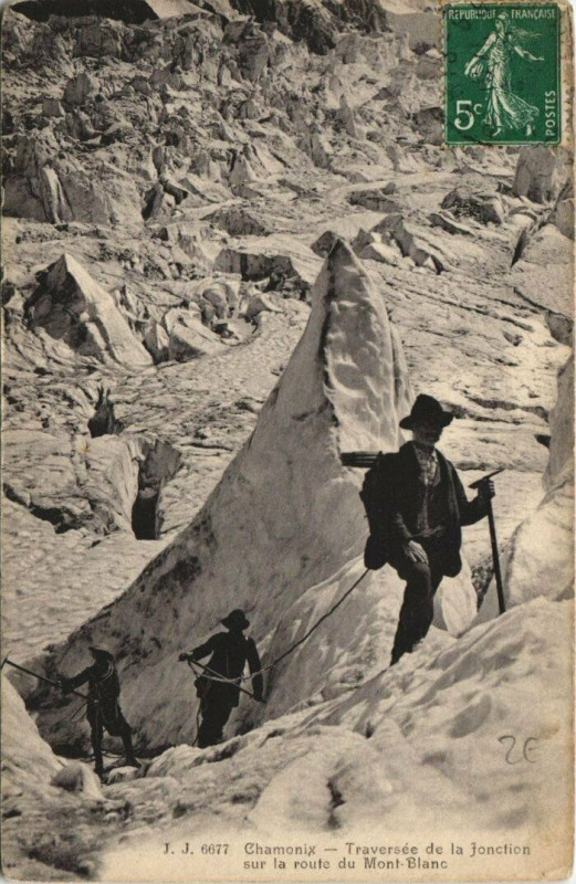 Carte postale ancienne Chamonix Traversée de la Jonction à Vers