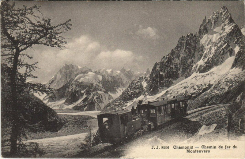 Carte postale ancienne J. J. 8556 Chamonix Chemin de fer du Montenvers à Vers