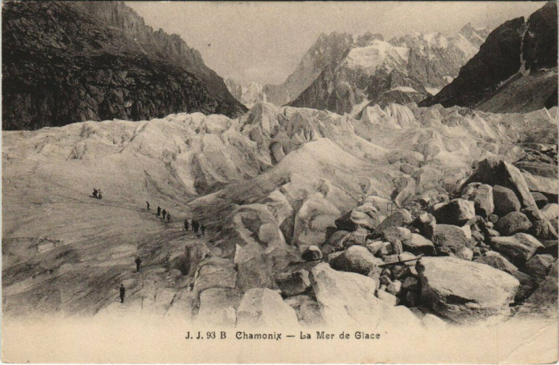 Carte postale ancienne J. J. 93 B Chamonix La Mer de Glace