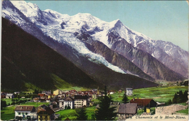 Carte postale ancienne J. J. 95 A Chamonix et le Mont-Blanc