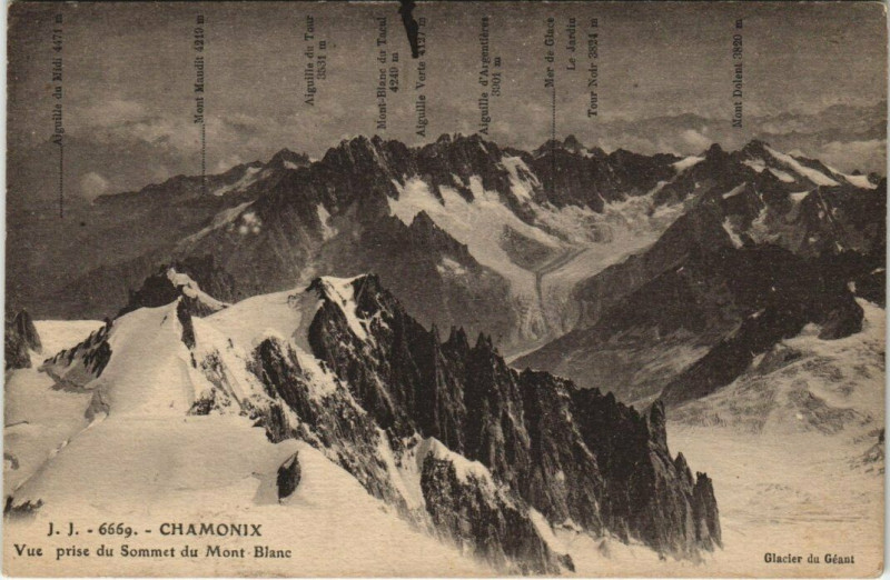 Carte postale ancienne J. J. 6669. Chamonix Vue prise du Sommet du Mont-Blanc