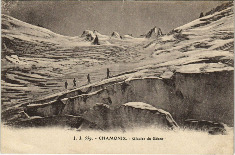 Carte postale ancienne J. J. 559. Chamonix. Glacier du Geant