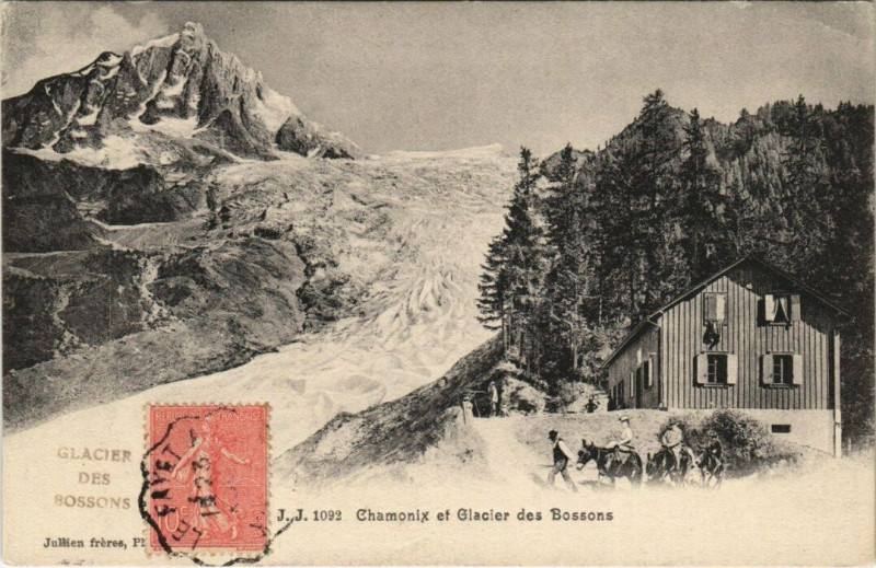 Carte postale ancienne J. J. 1092 Chamonix et Glacier des Bossons
