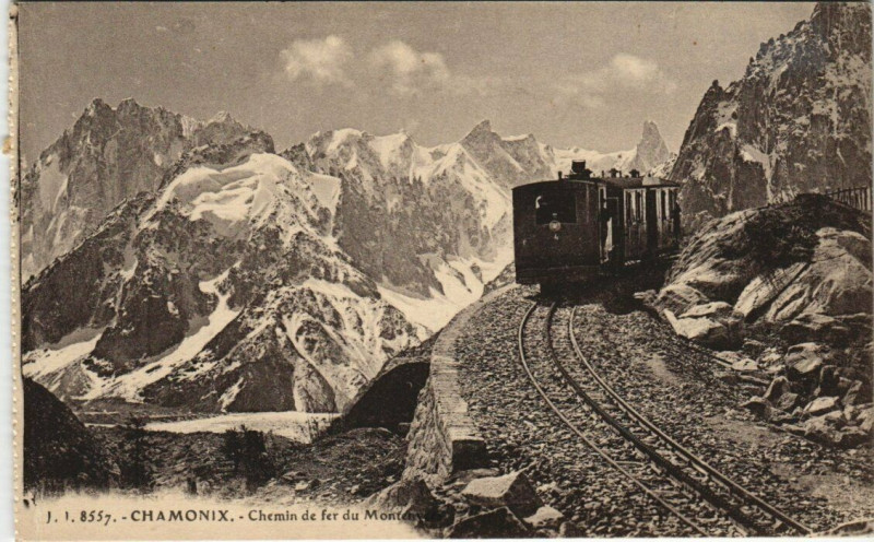 Carte postale ancienne J. J. 8557. Chamonix. Chemin de fer du Montenvers à Vers