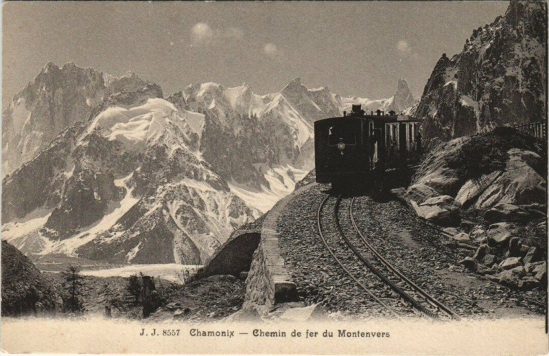 Carte postale ancienne J. J. 8557 Chamonix Chemin de fer du Montenvers à Vers