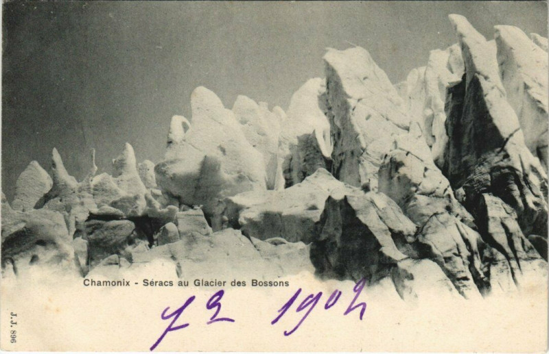 Carte postale ancienne J. J. 896 Chamonix - Seracs au Glacier des Bossons