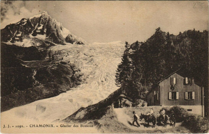 Carte postale ancienne J. J. 1092. Chamonix. Glacier des Bossons