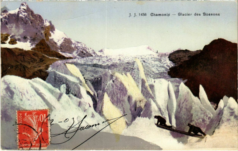 Carte postale ancienne Chamonix - Glacier des bossons