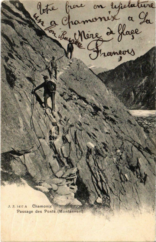 Carte postale ancienne Chamonix - Passage des Ponts