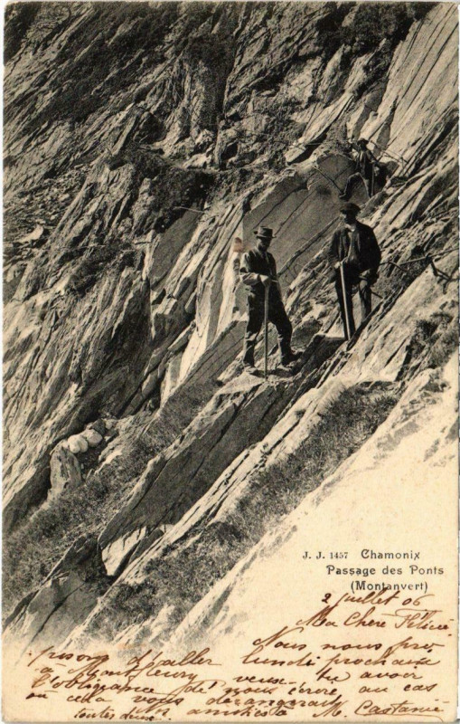 Carte postale ancienne Chamonix - Passage des Ponts