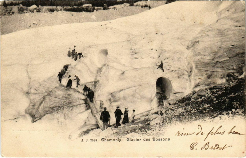 Carte postale ancienne Chamonix - Glacier des bossons