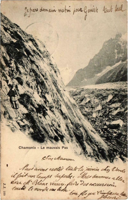 Carte postale ancienne Chamonix - Le Mauvais Pas
