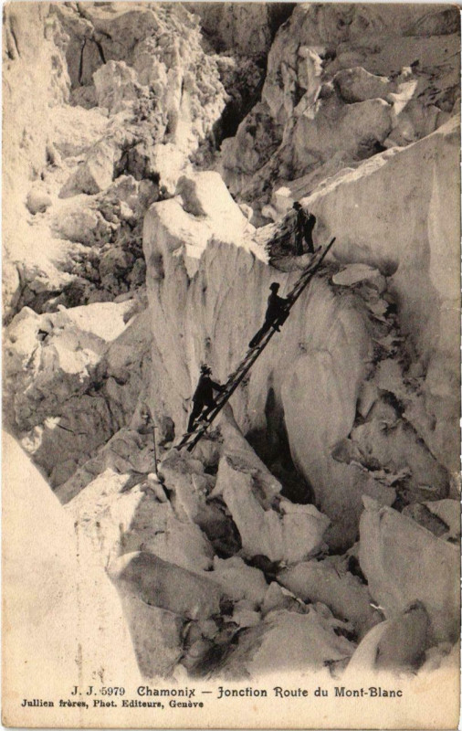 Carte postale ancienne Chamonix - Jonction Route du Mont-Blanc
