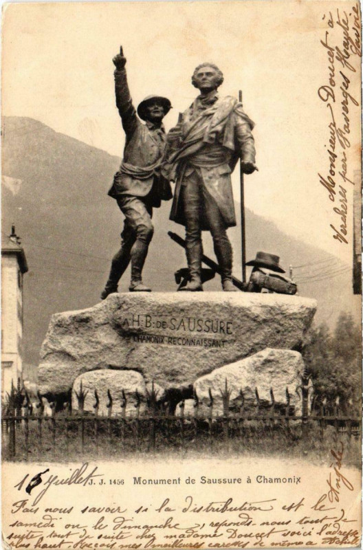 Carte postale ancienne Monument de Saussere a Chamonix