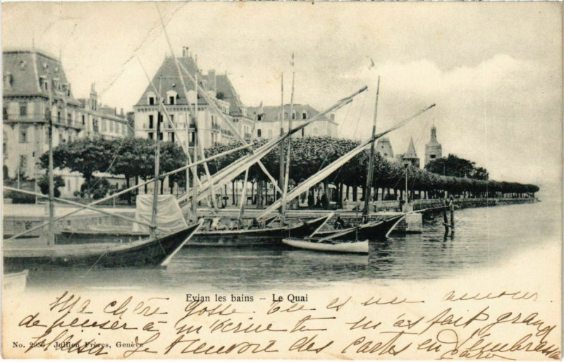 Carte postale ancienne Evian-les-Bains - Le Quai à Évian-les-Bains