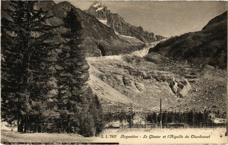 Carte postale ancienne Argentiere - Le Glacier et l'Aiguille du Chardonnef