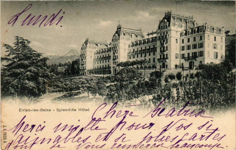 Carte postale ancienne Evian-les-Bains - Splendide Hotel à Évian-les-Bains