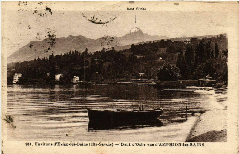 Carte postale ancienne Env. d'Evian-les-Bains - Dent d'Oche vue