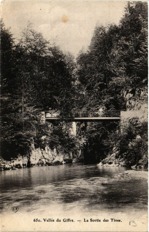 Carte postale ancienne Vallée du Giffre - La Sortie des Tines