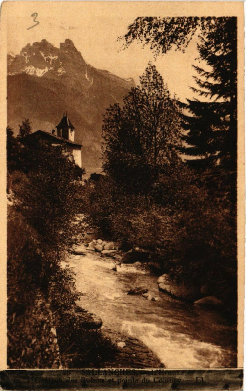 Carte postale ancienne Sallanches - l'Evang - Le Chateau des Rubins et l'Aiguille de... à Sallanches