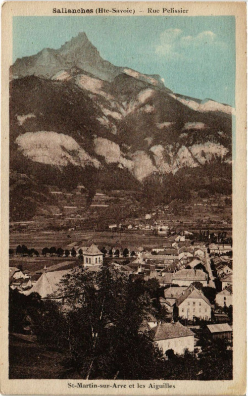 Carte postale ancienne Sallanches St-Martin-sur-Arve et les AIGUILLEs à Sallanches