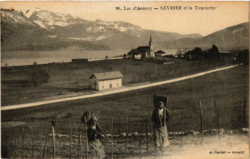 Carte postale ancienne Lac d'Annecy - Sevrier et la Tounette à Sevrier