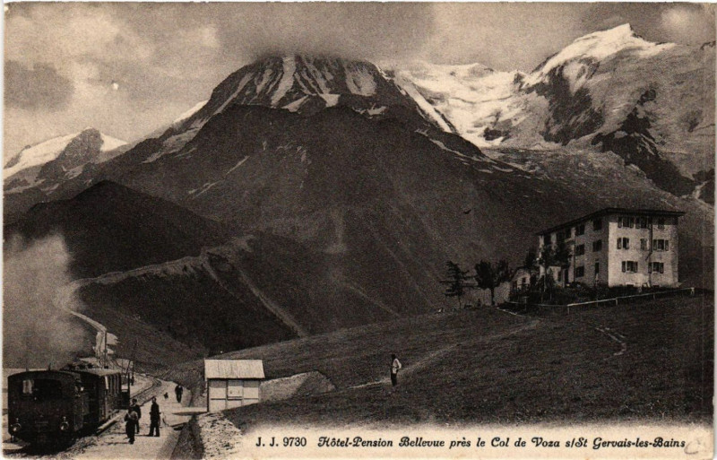 Carte postale ancienne Hote-Pension Bellevue pres le Col de Voza s/ Saint-Gervais-les-Bains à Saint-Gervais-les-Bains