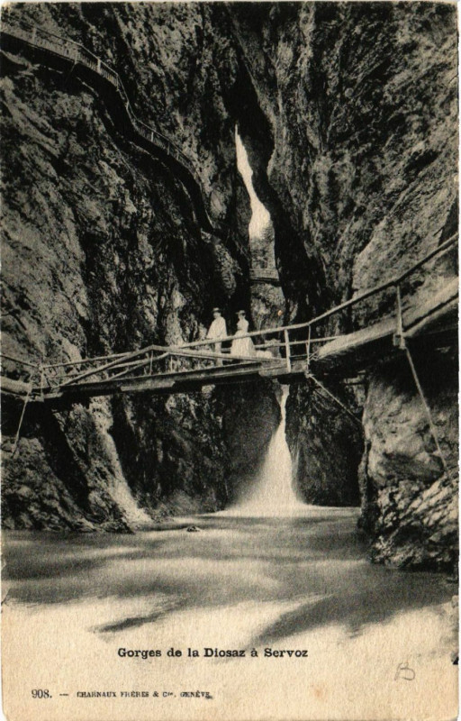 Carte postale ancienne Gorges de la Diosaz a Servoz à Servoz