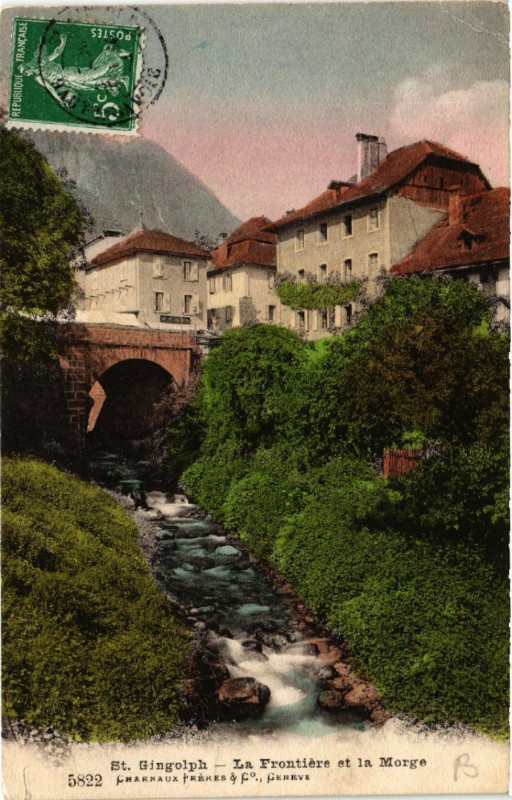Carte postale ancienne Gingolph - La Frontiere et la Morge