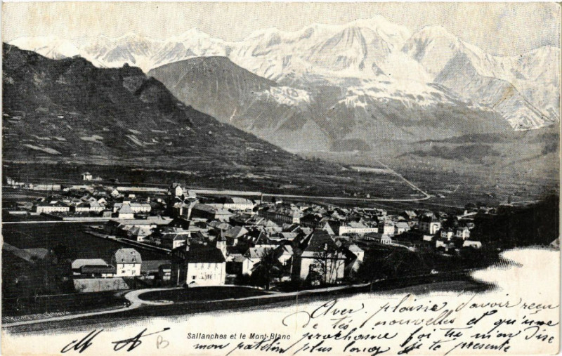 Carte postale ancienne Sallanches et le Mont-Blanc à Sallanches