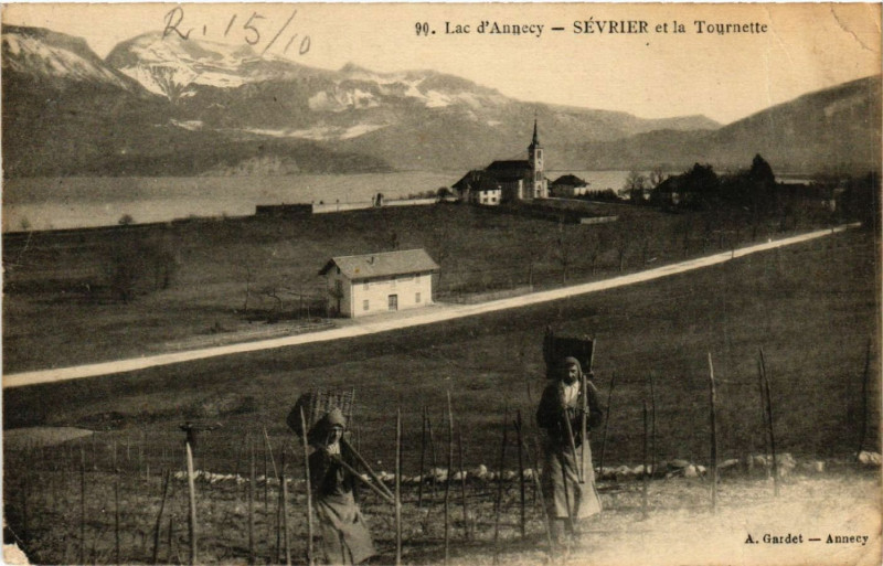 Carte postale ancienne Lac d'Annecy - Sevrier et la Tounette à Sevrier