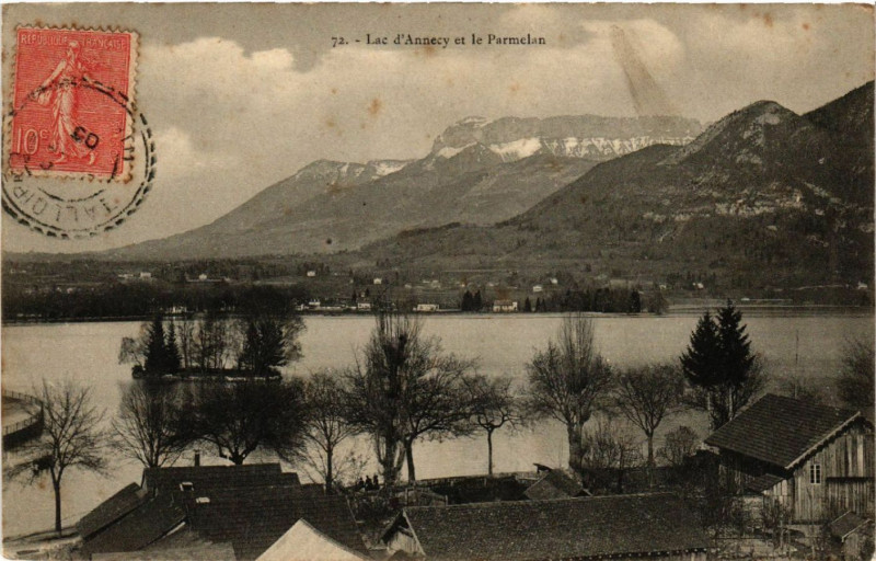 Carte postale ancienne Lac d'Annecy et le Parmelan à Annecy