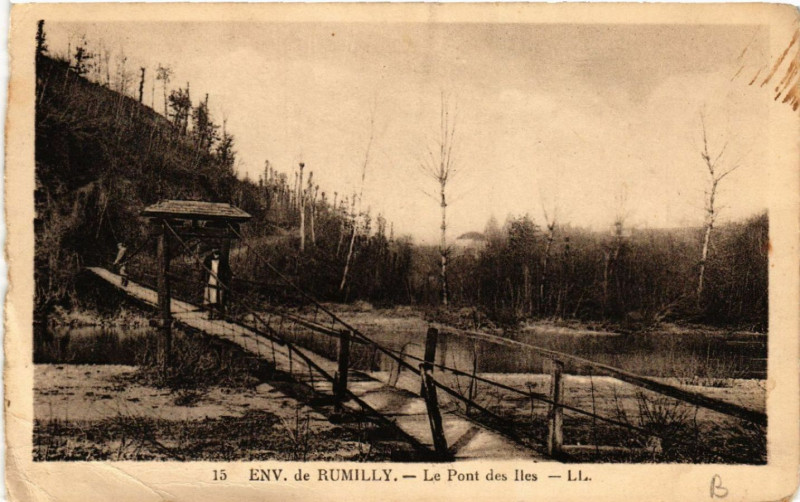 Carte postale ancienne Env. de Rumilly - Le Pont des Iles à Rumilly