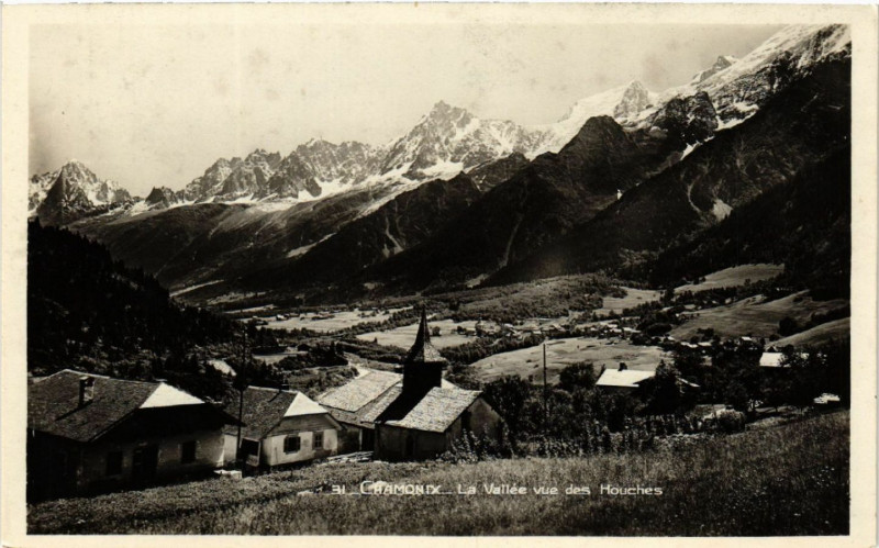 Carte postale ancienne Chamonix - La Vallée vue des Houches
