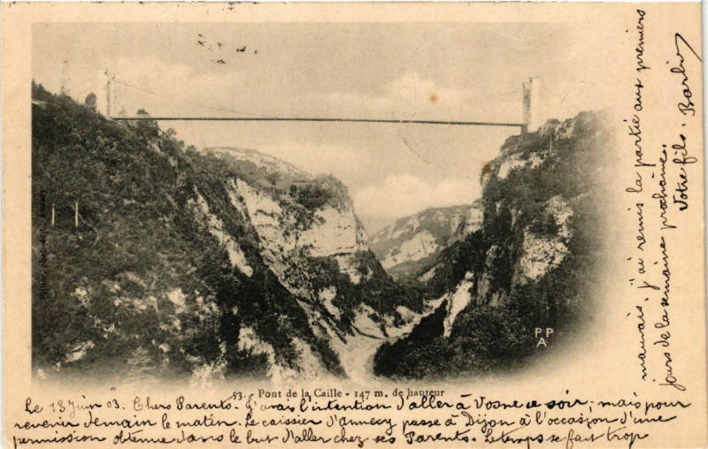 Carte postale ancienne Pont de la Caille - 147 m de hauteur