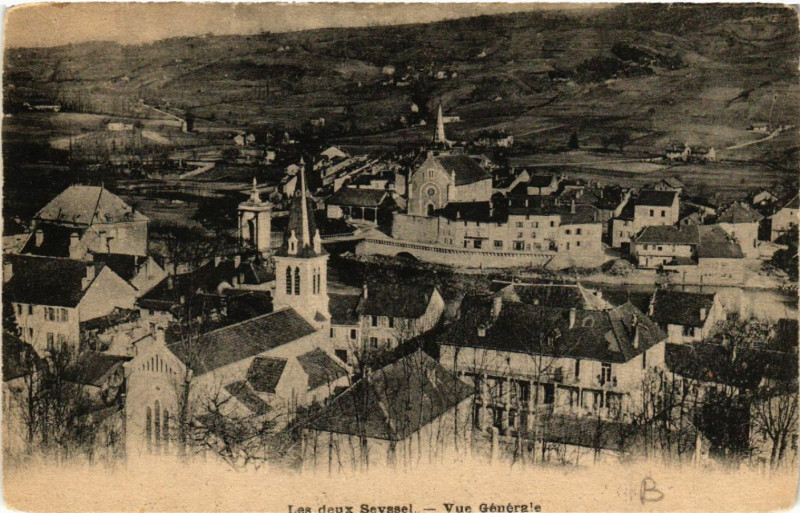 Carte postale ancienne Les deux Seyssel - Vue générale à Seyssel