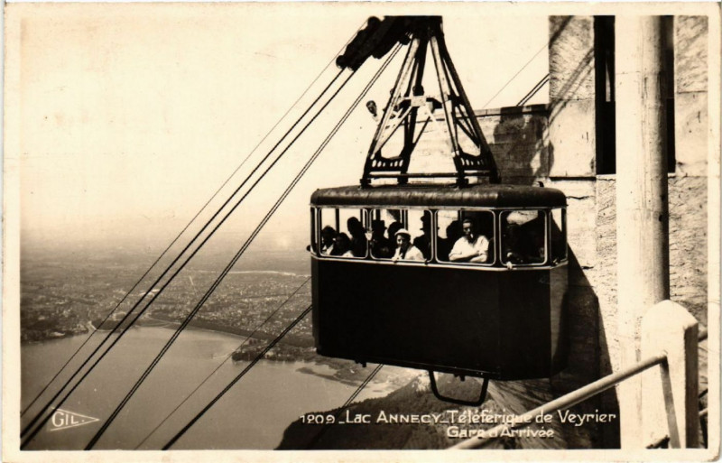 Carte postale ancienne LAc Annecy Teleferique de Veyrier - Gare d'Arrivée à Annecy