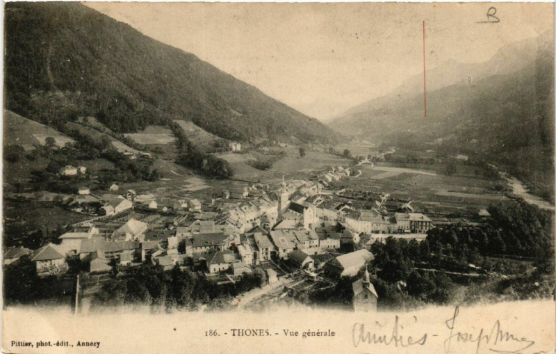 Carte postale ancienne Thones - Vue générale à Thônes
