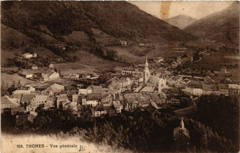 Carte postale ancienne Thones - Vue générale à Thônes