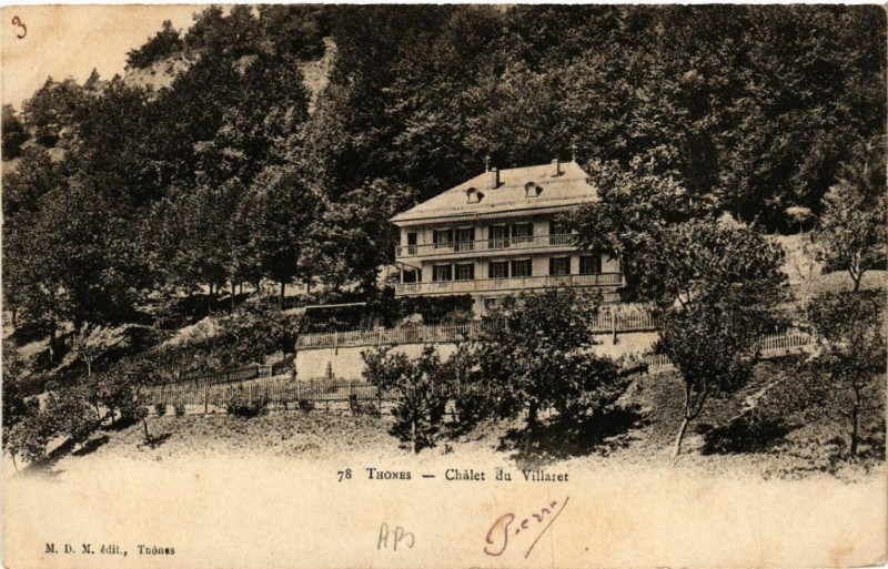 Carte postale ancienne Thones - Chalet du Villaret à Thônes