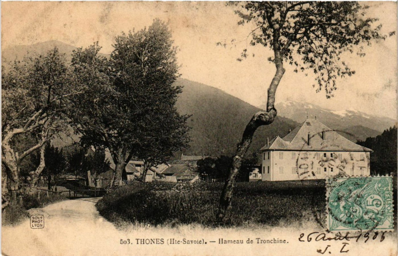 Carte postale ancienne Thones - Hameau de Tronchine à Thônes