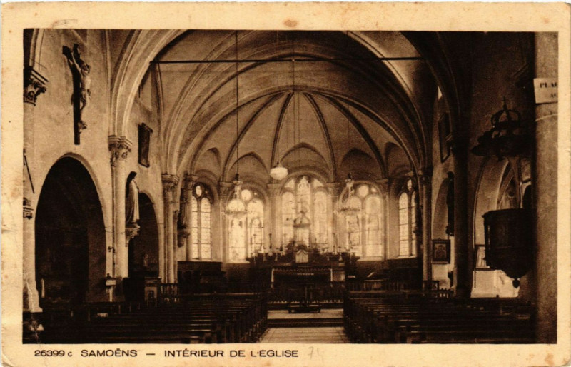 Carte postale ancienne Samoens - Interieur de l'Eglise à Samoëns
